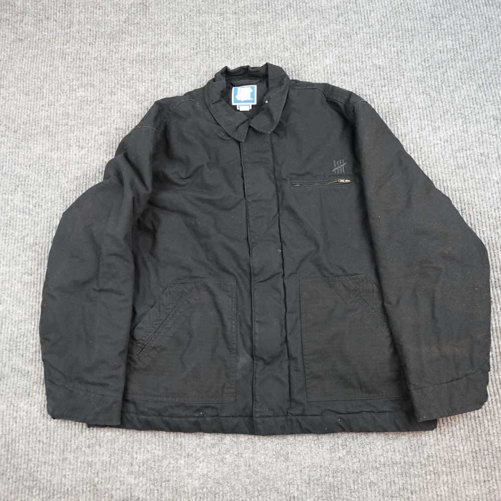 Undefeated Jacket Mens Large Black Quilted Canvas Full Zip Workwear Insulated